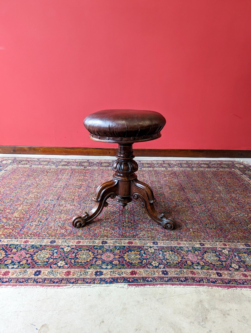 Antique Victorian Rosewood Circular Piano Stool by H. Brooks & Co