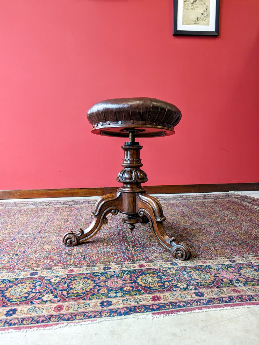 Antique Victorian Rosewood Circular Piano Stool by H. Brooks & Co View II