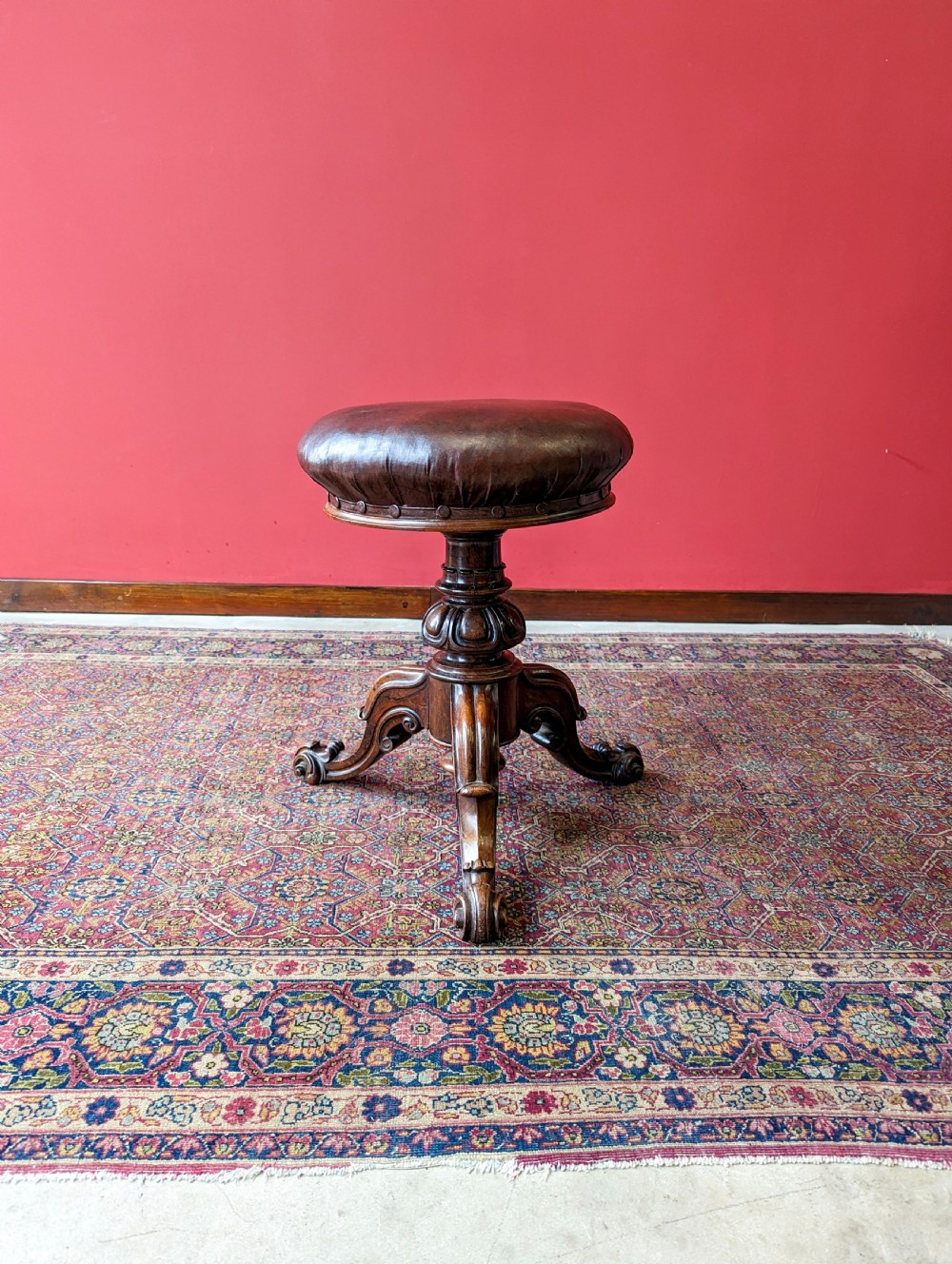 Antique Victorian Rosewood Circular Piano Stool by H. Brooks & Co View III