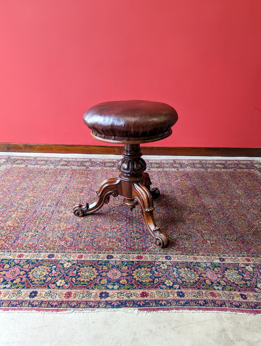 Antique Victorian Rosewood Circular Piano Stool by H. Brooks & Co View IV