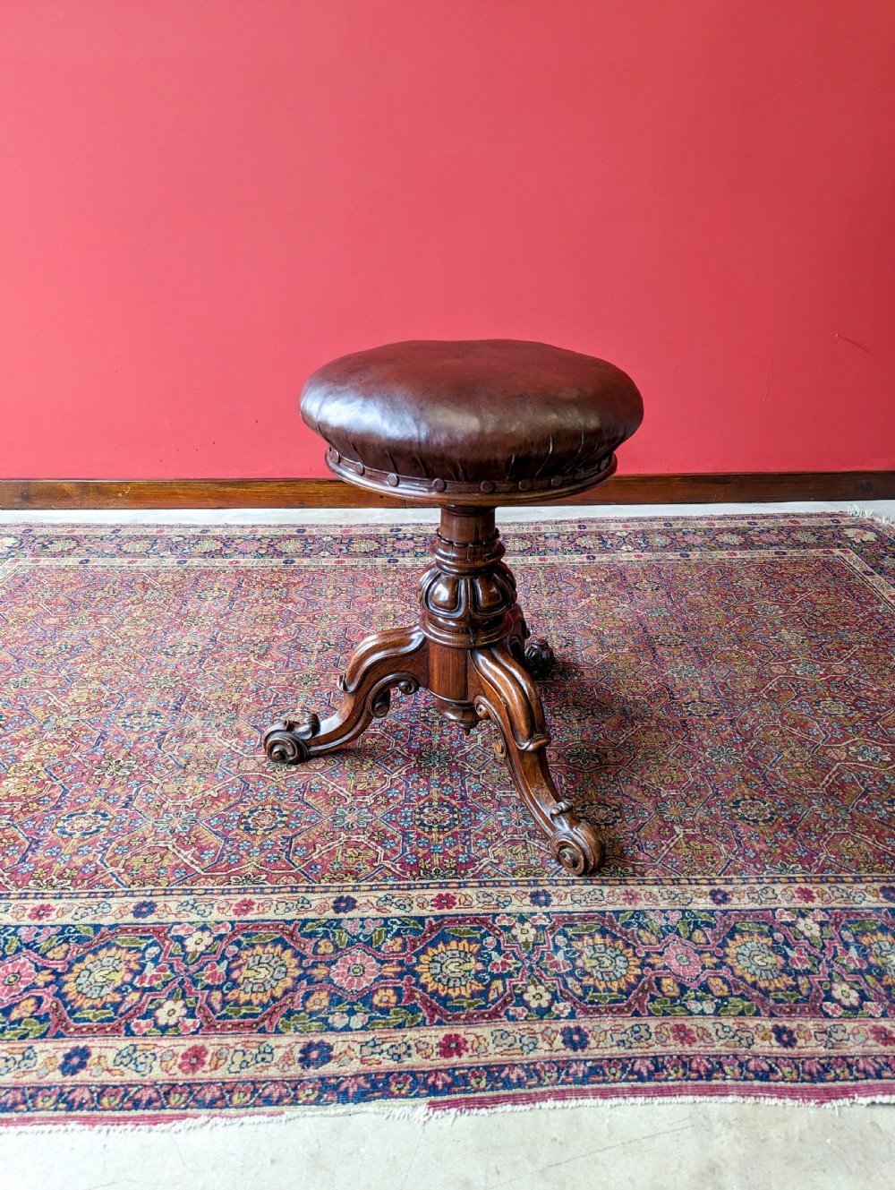 Antique Victorian Rosewood Circular Piano Stool by H. Brooks & Co View VI