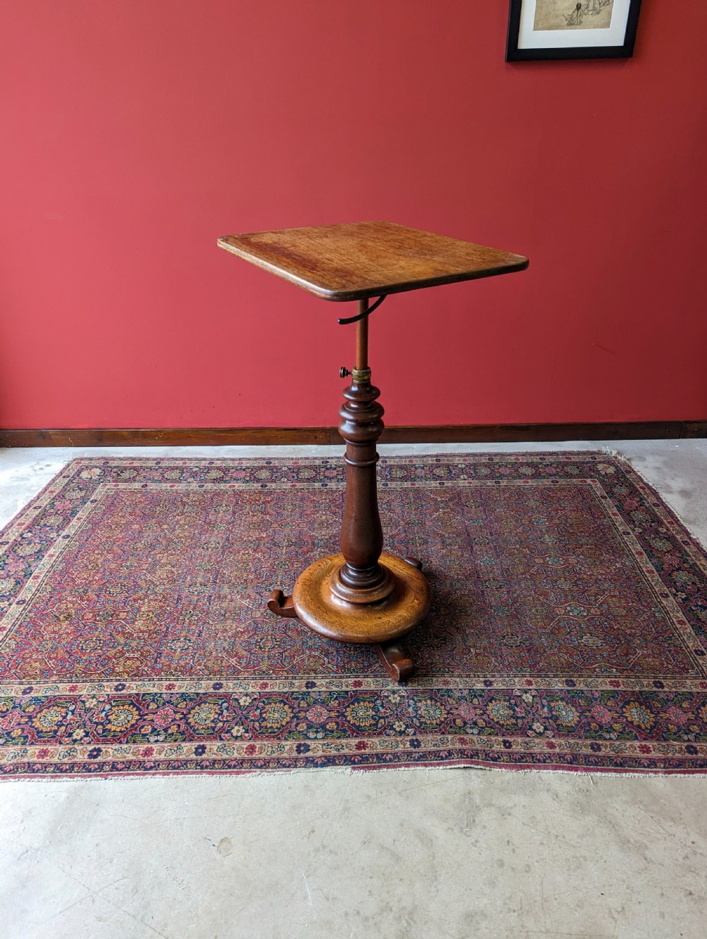 Antique Victorian Rise & Fall Mahogany Reading Table / Music Stand / Side Table View III