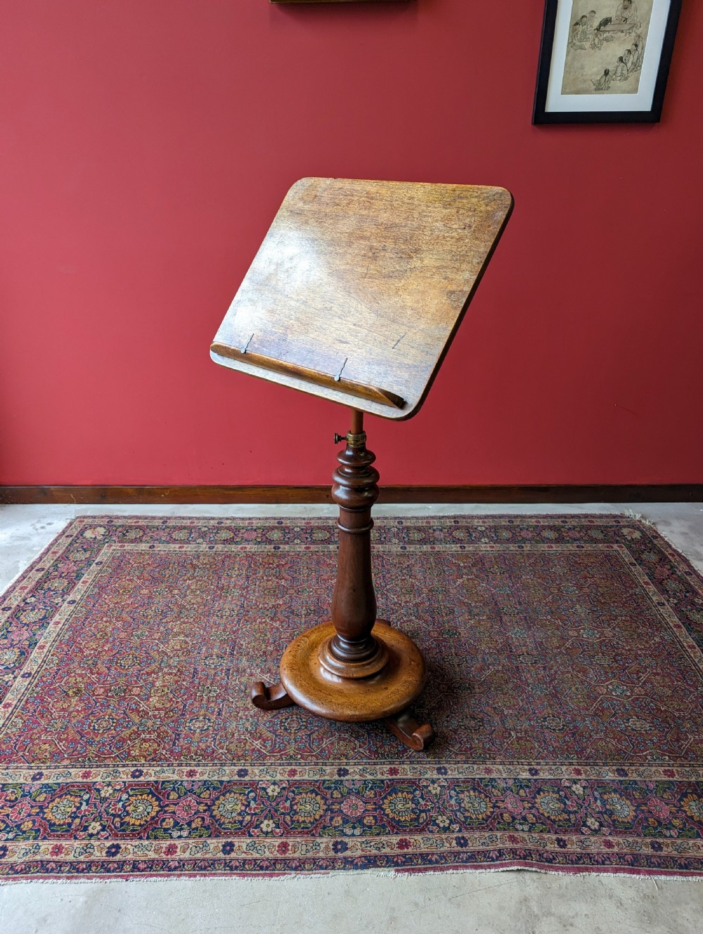 Antique Victorian Rise & Fall Mahogany Reading Table / Music Stand / Side Table View IV