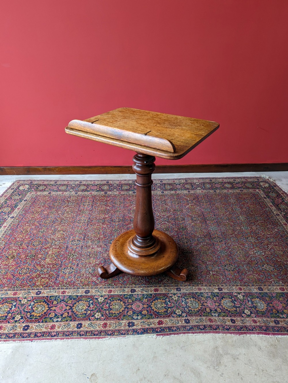 Antique Victorian Rise & Fall Mahogany Reading Table / Music Stand / Side Table View V