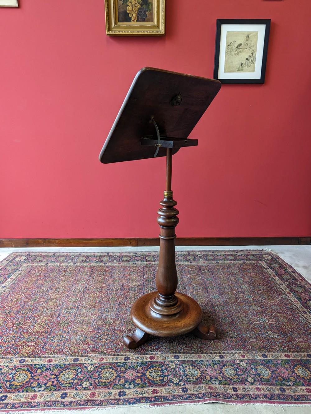 Antique Victorian Rise & Fall Mahogany Reading Table / Music Stand / Side Table View VI