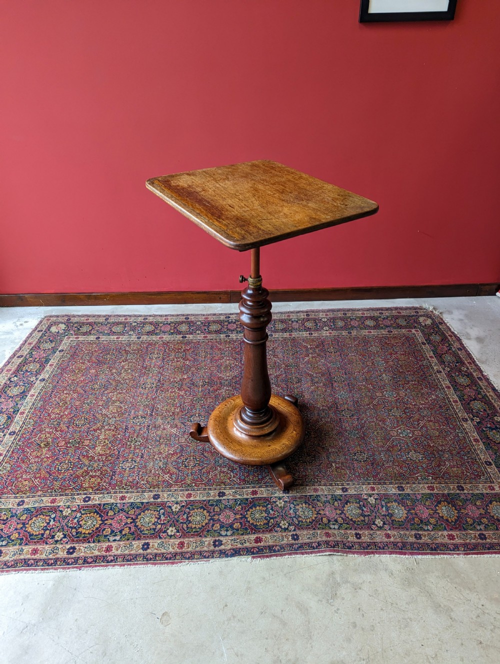 Antique Victorian Rise & Fall Mahogany Reading Table / Music Stand / Side Table View VII