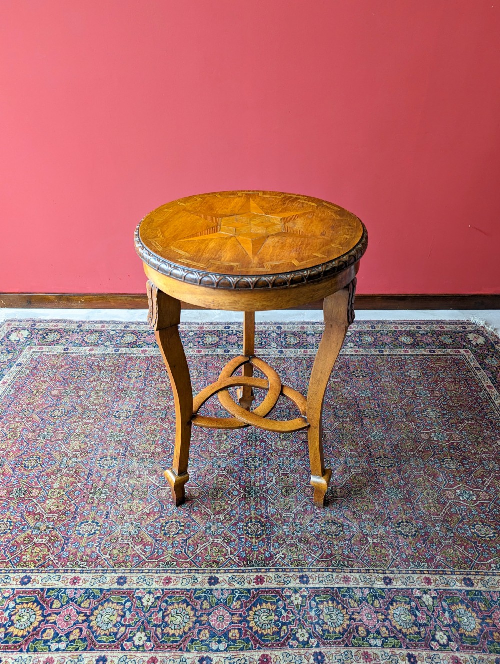 Antique Arts & Crafts Circular Golden Oak Side Table Circa 1900