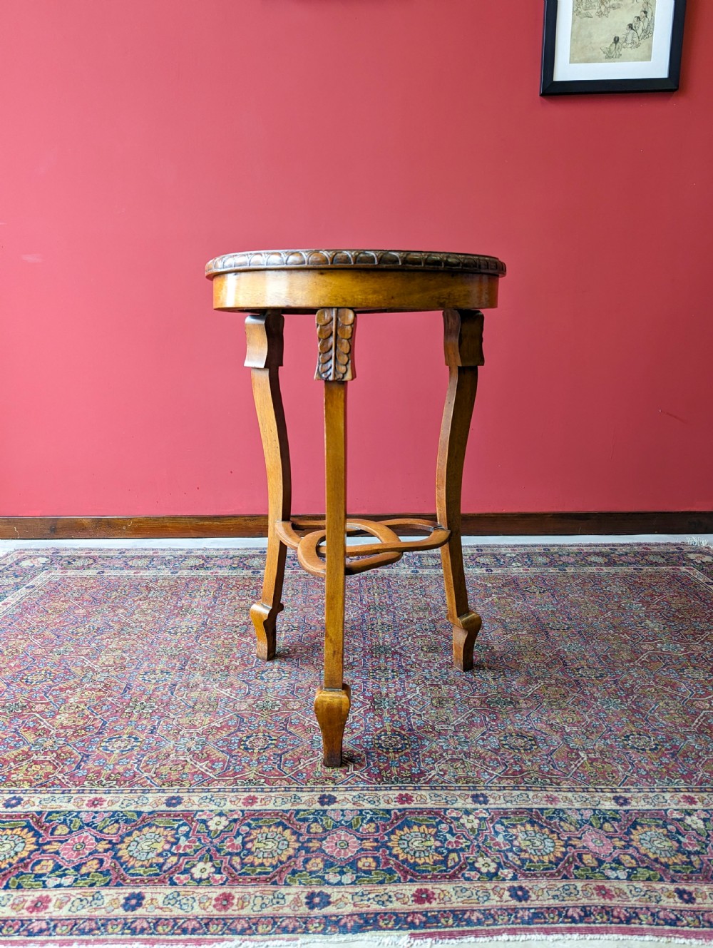 Antique Arts & Crafts Circular Golden Oak Side Table Circa 1900 View IV