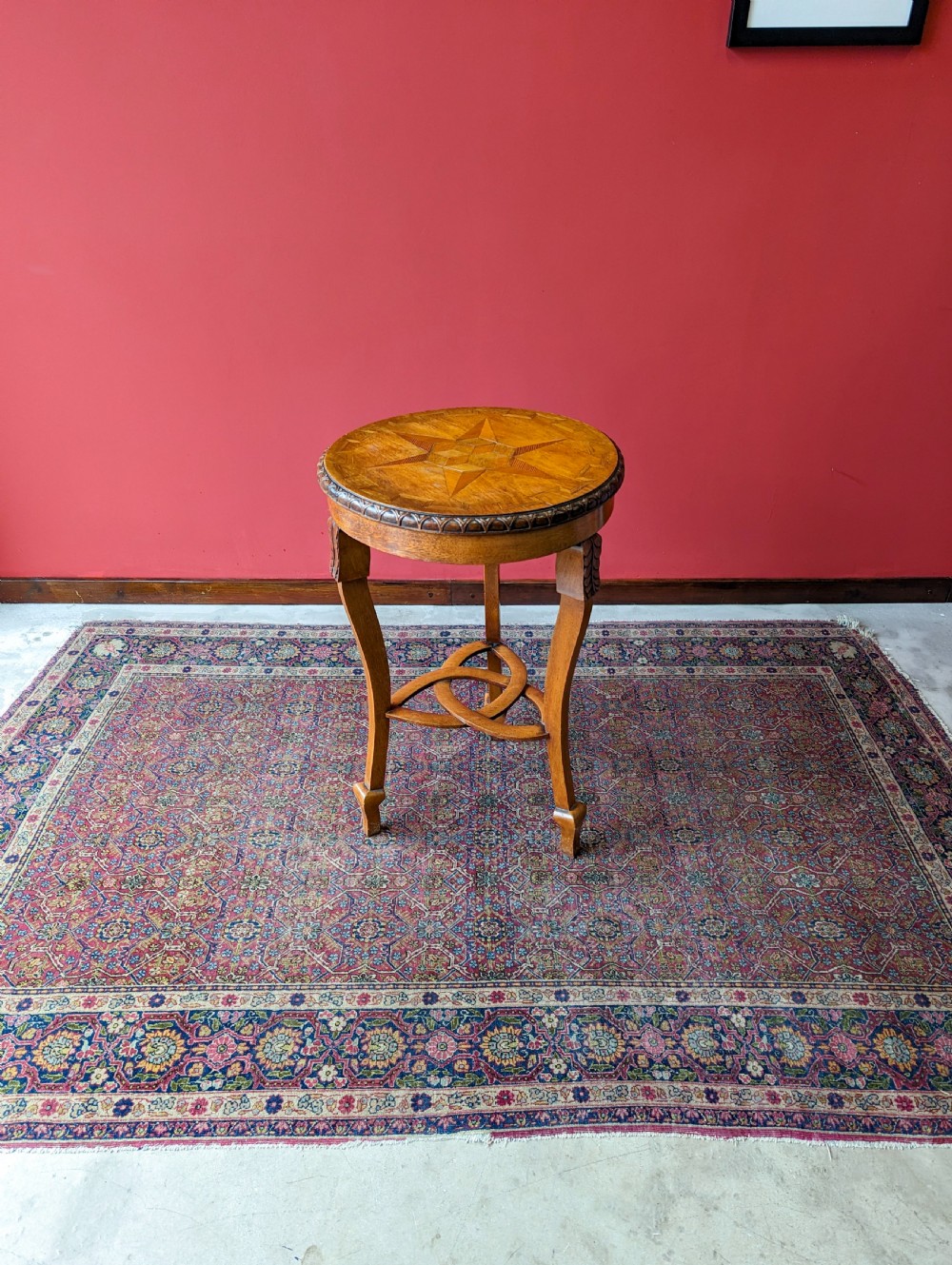Antique Arts & Crafts Circular Golden Oak Side Table Circa 1900 View V