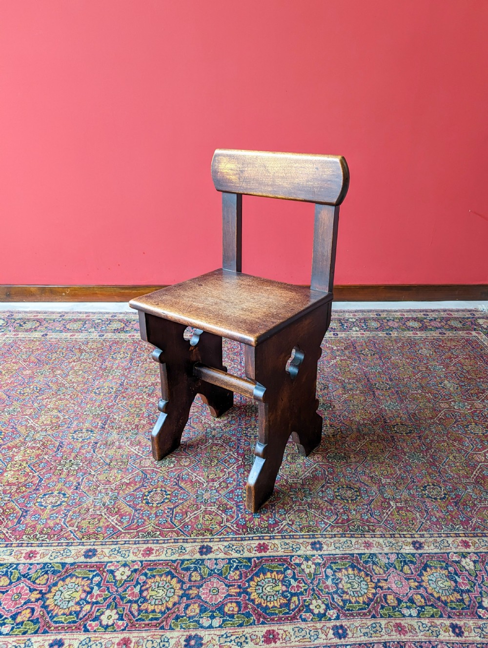 Antique Oak Arts & Crafts Diminutive Hall Chair View VII