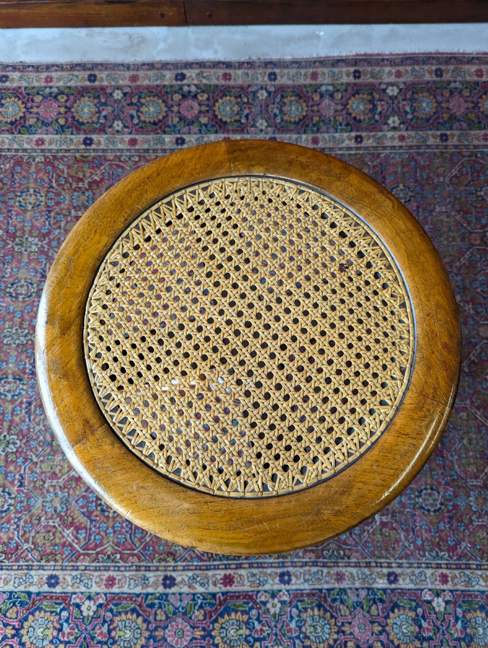 Antique Victorian Walnut Height Adjustable Circular Piano Stool View III