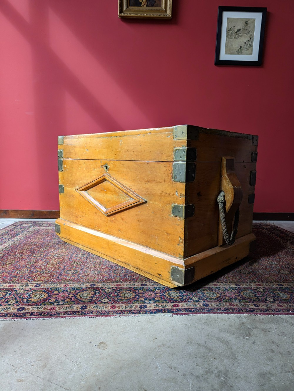 Large Antique Victorian Sea Captain's Chest Circa 1893