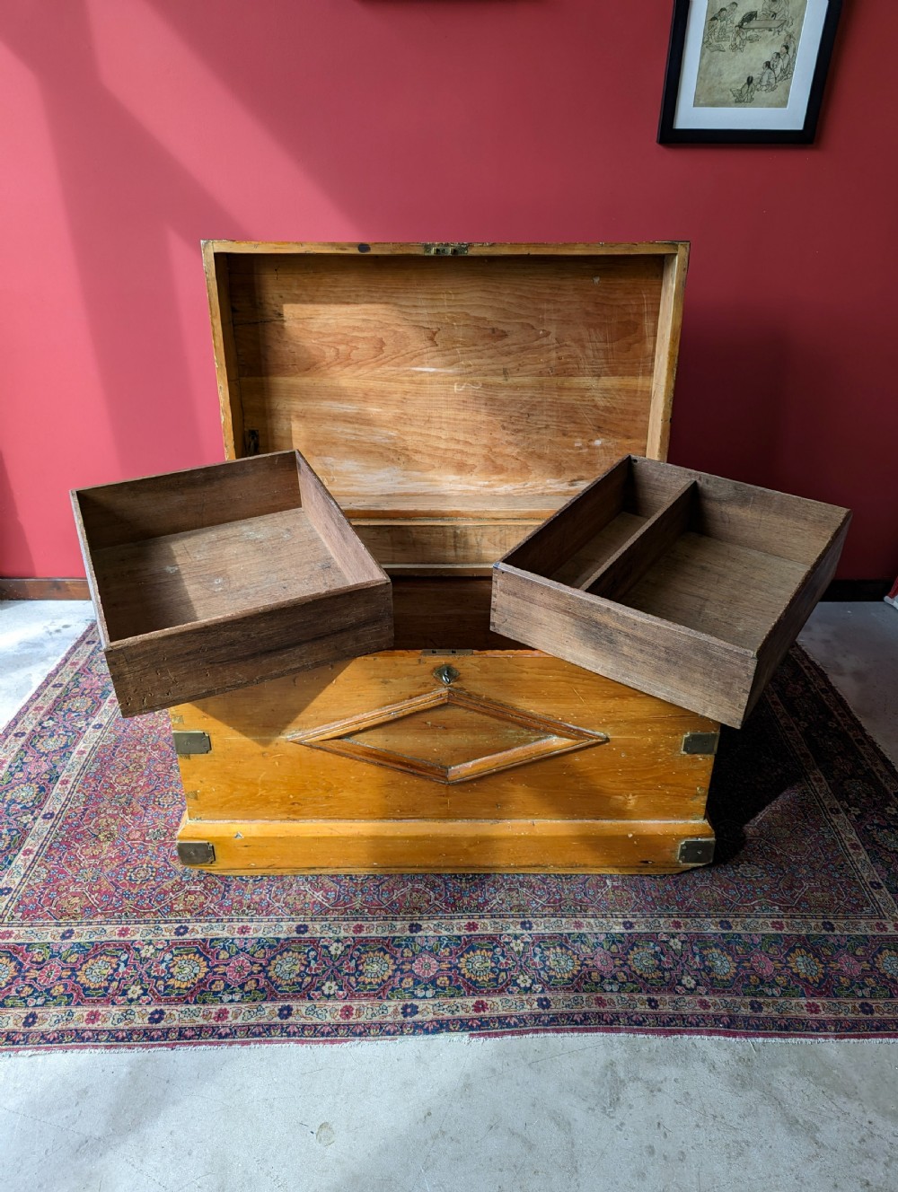Large Antique Victorian Sea Captain's Chest Circa 1893 View II