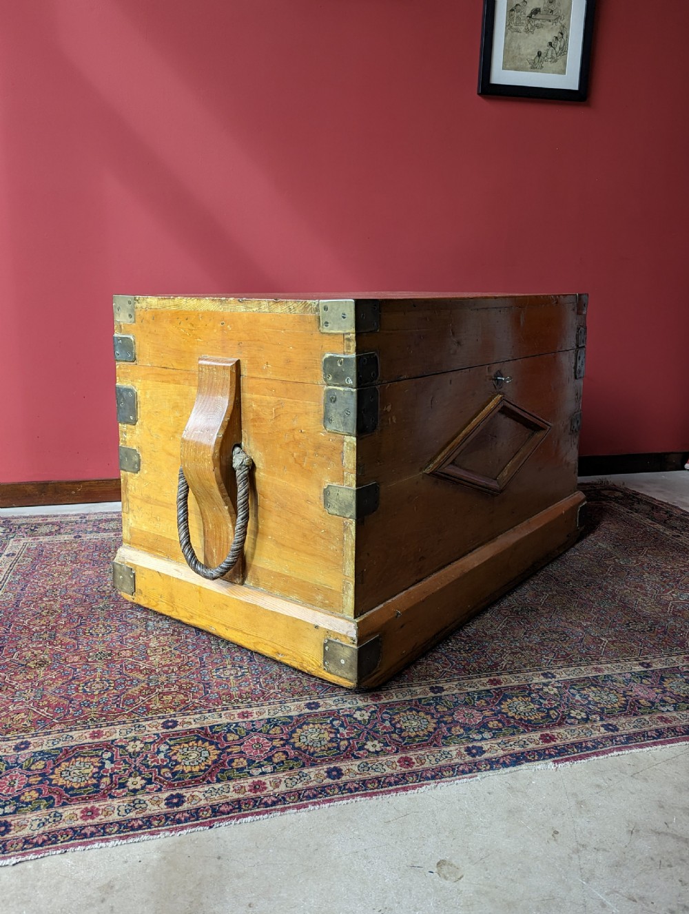 Large Antique Victorian Sea Captain's Chest Circa 1893 View IV