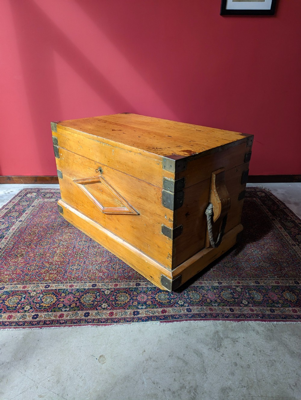 Large Antique Victorian Sea Captain's Chest Circa 1893 View VII