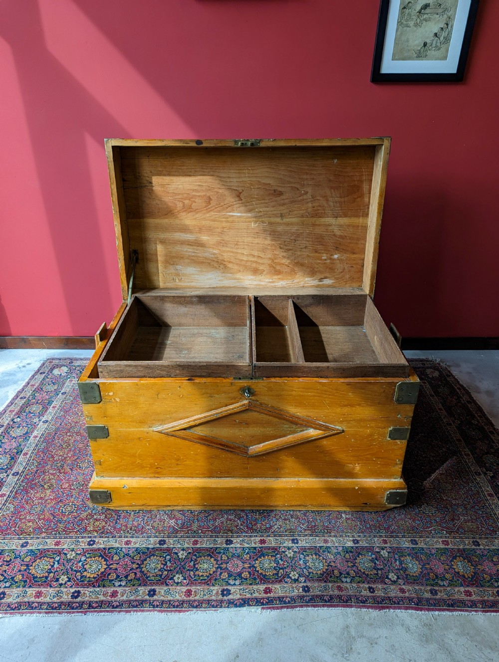Large Antique Victorian Sea Captain's Chest Circa 1893 View VIII