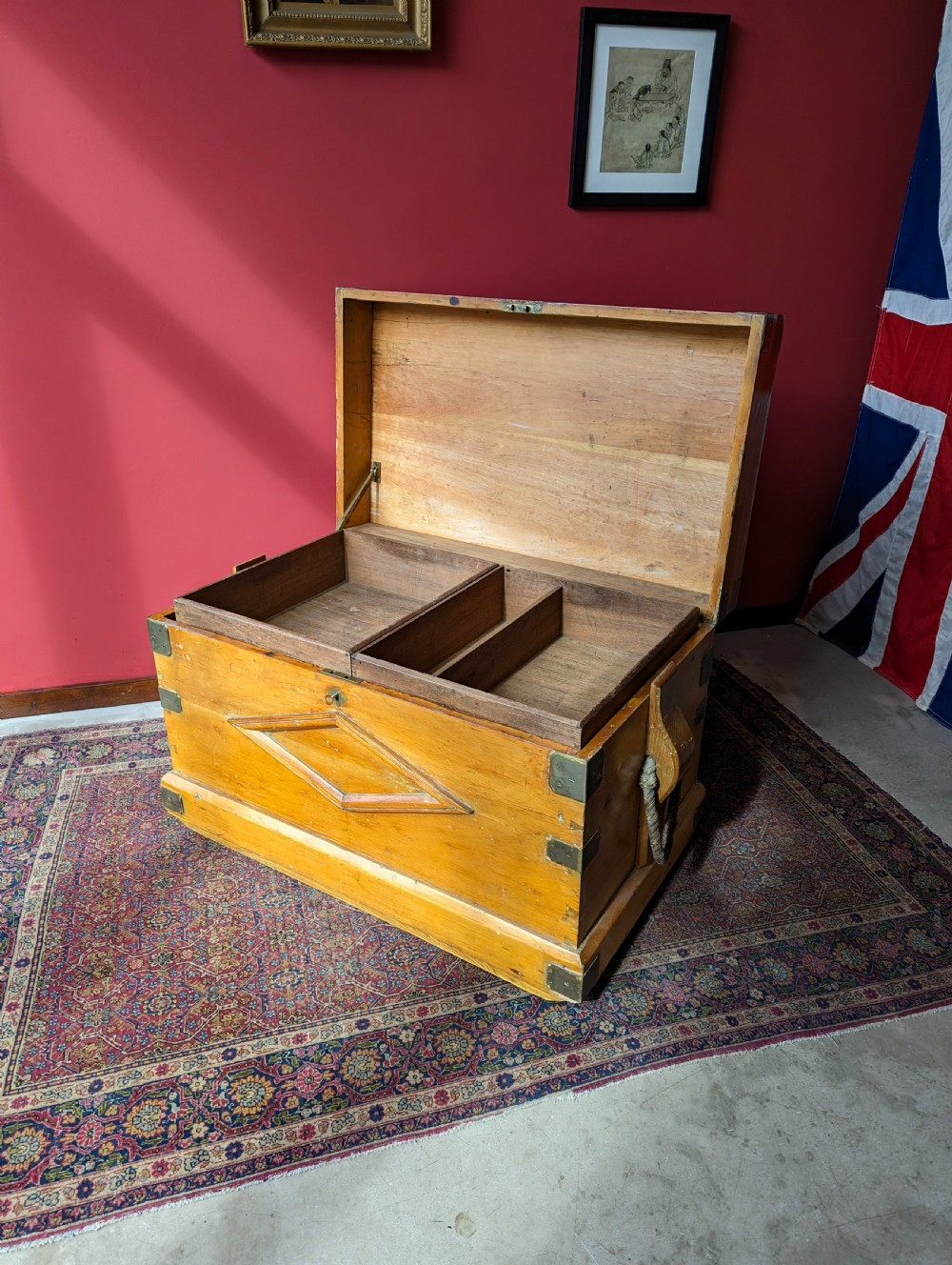 Large Antique Victorian Sea Captain's Chest Circa 1893 View IX