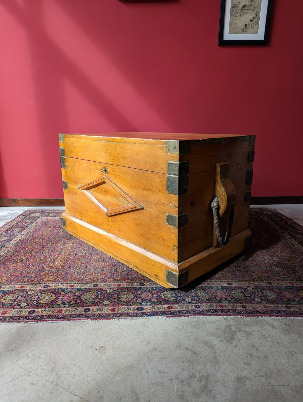 Large Antique Victorian Sea Captain's Chest Circa 1893 View X