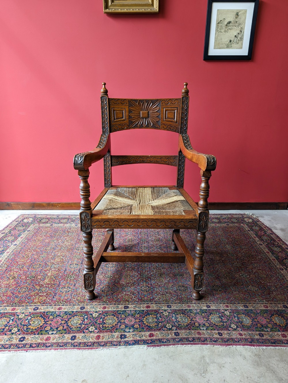 Antique Arts & Crafts Oak Library Chair Circa 1900 View II
