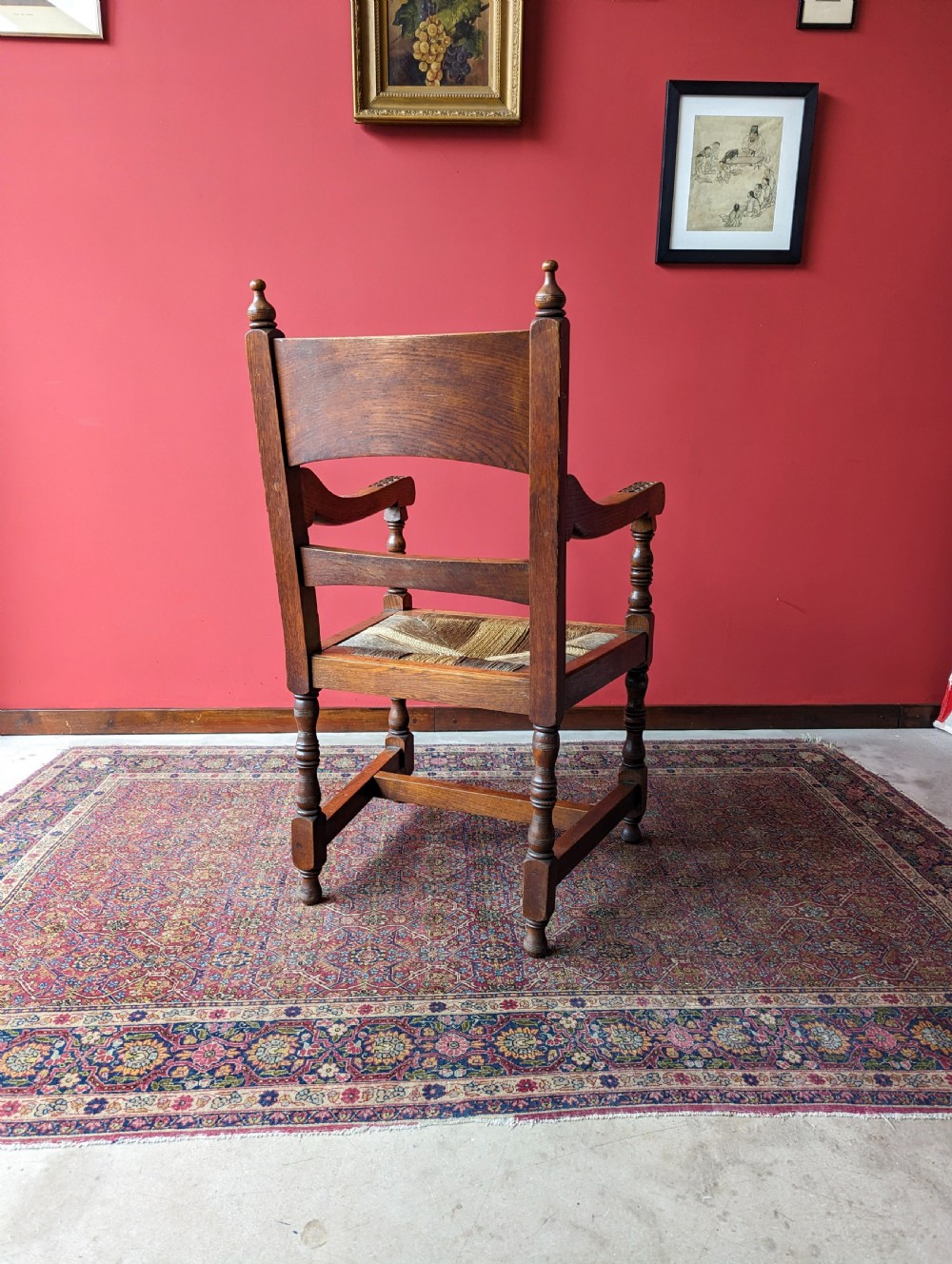Antique Arts & Crafts Oak Library Chair Circa 1900 View VI