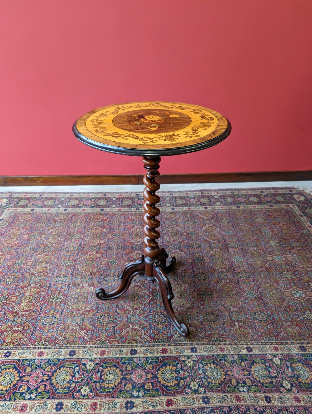 Antique 19th Century Marquetry Inlaid Rosewood Wine Table View III