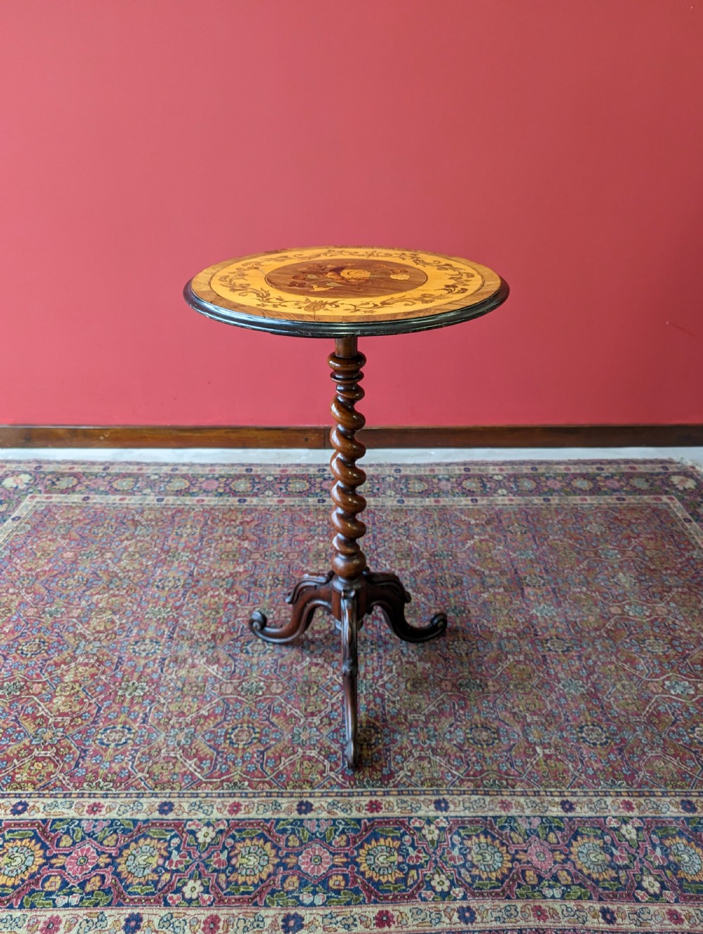 Antique 19th Century Marquetry Inlaid Rosewood Wine Table View IV