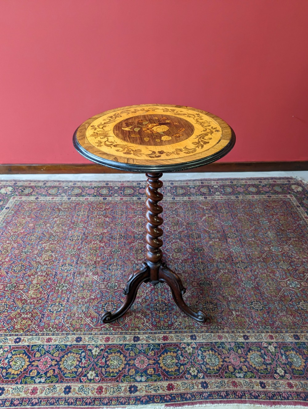 Antique 19th Century Marquetry Inlaid Rosewood Wine Table View V