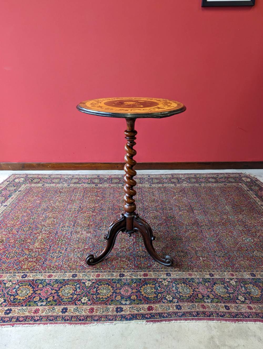 Antique 19th Century Marquetry Inlaid Rosewood Wine Table View VI