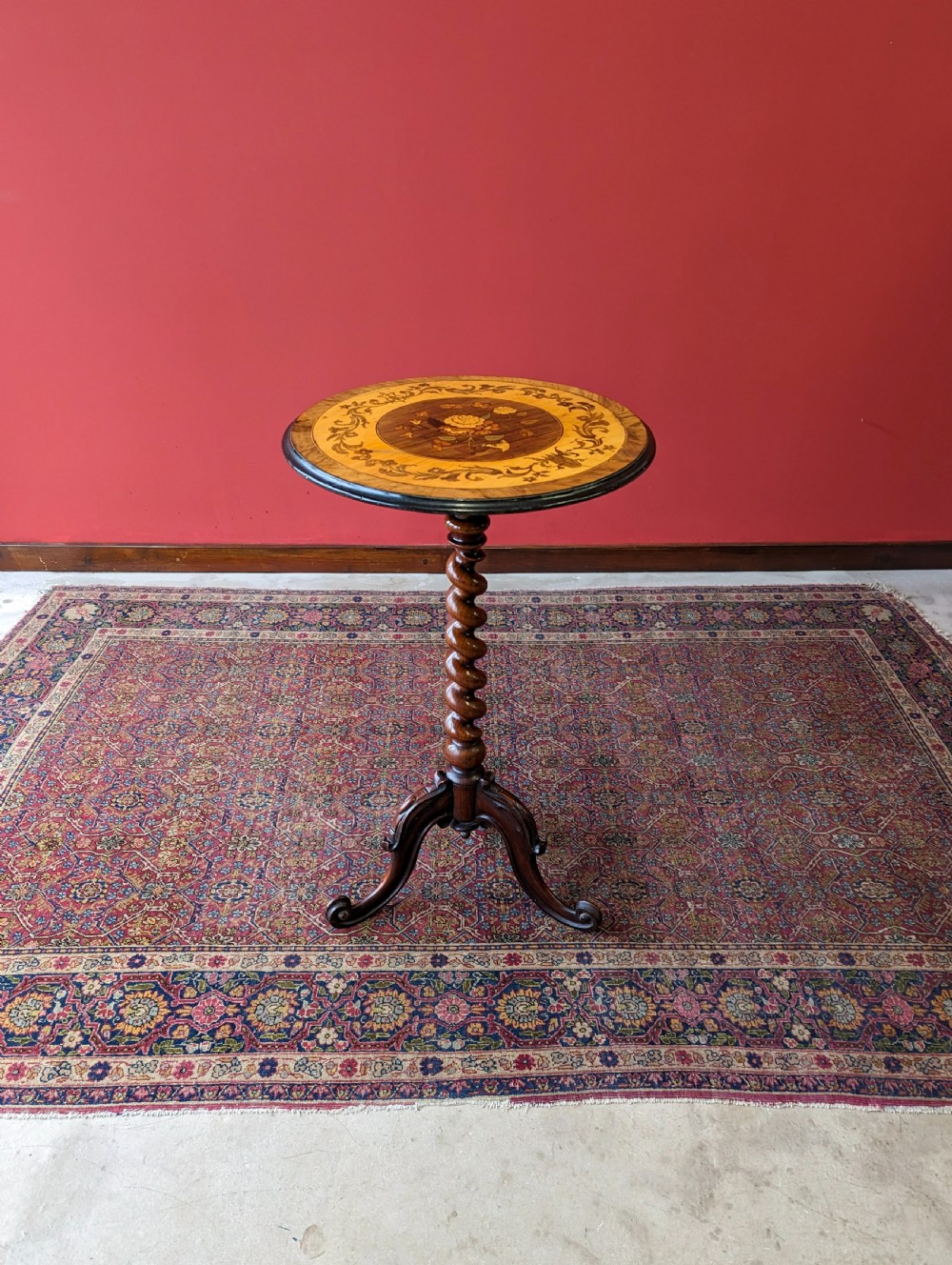 Antique 19th Century Marquetry Inlaid Rosewood Wine Table View VIII