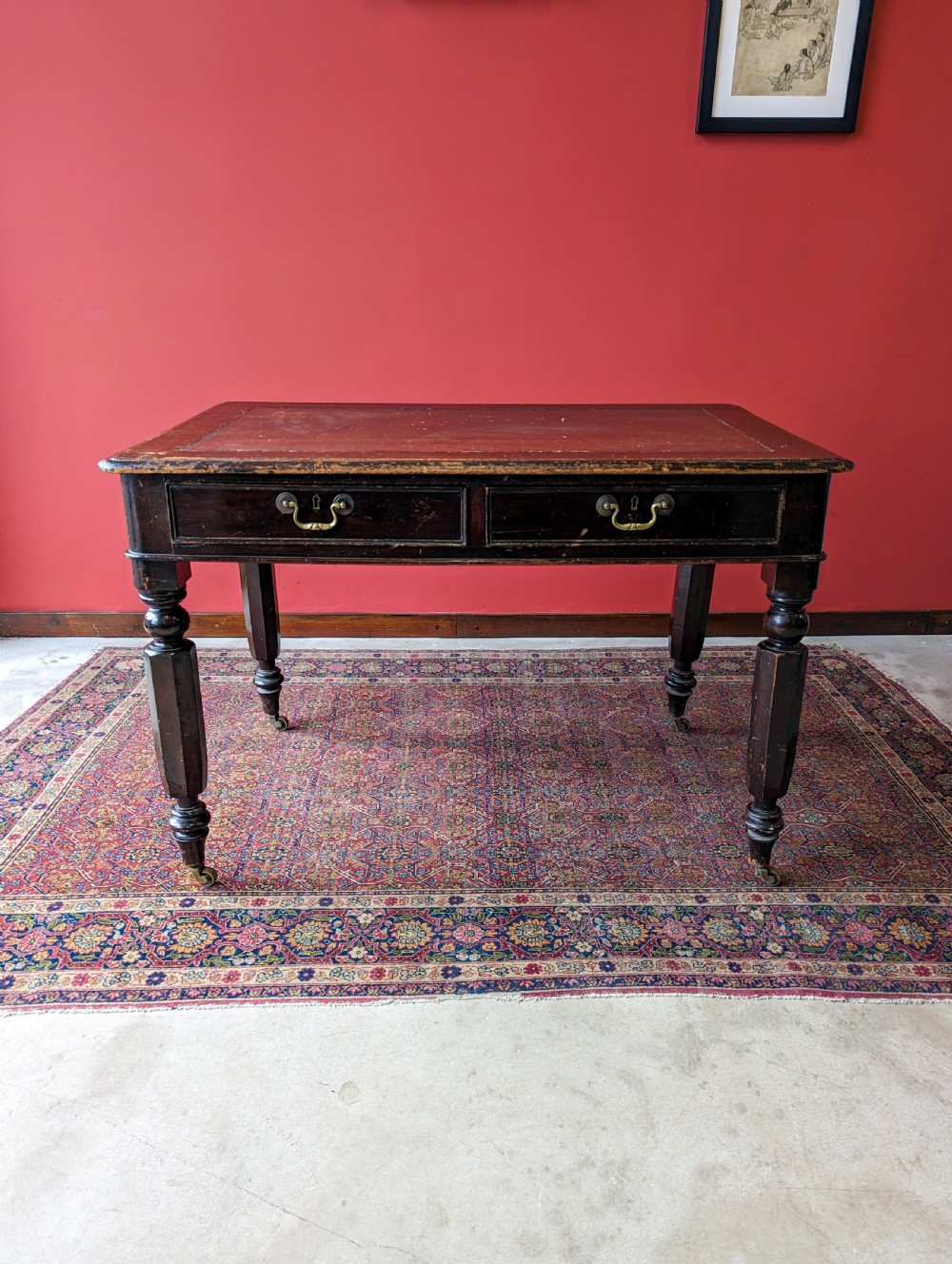 Antique Victorian Ebonised Mahogany Writing Table View II