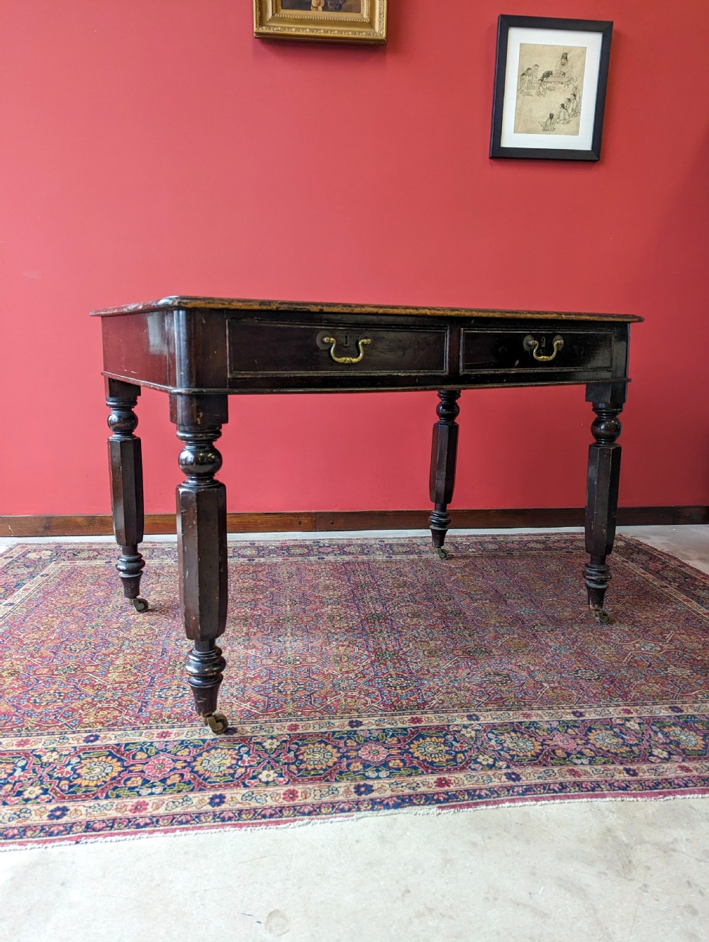 Antique Victorian Ebonised Mahogany Writing Table View III