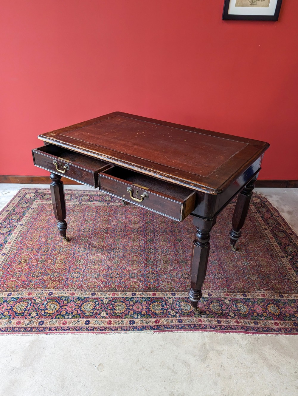 Antique Victorian Ebonised Mahogany Writing Table View IV