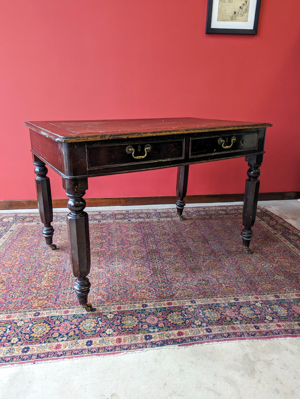 Antique Victorian Ebonised Mahogany Writing Table View VI