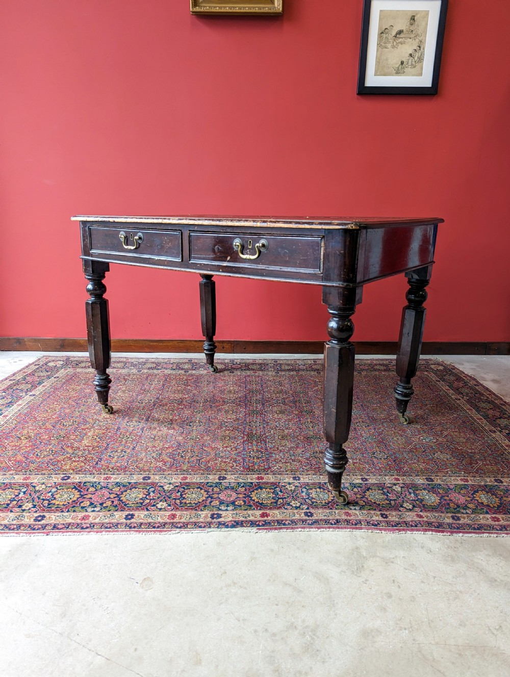 Antique Victorian Ebonised Mahogany Writing Table View VII
