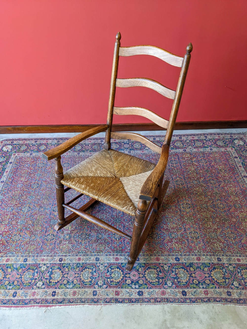 Antique Edwardian Oak Rocking Chair View IV