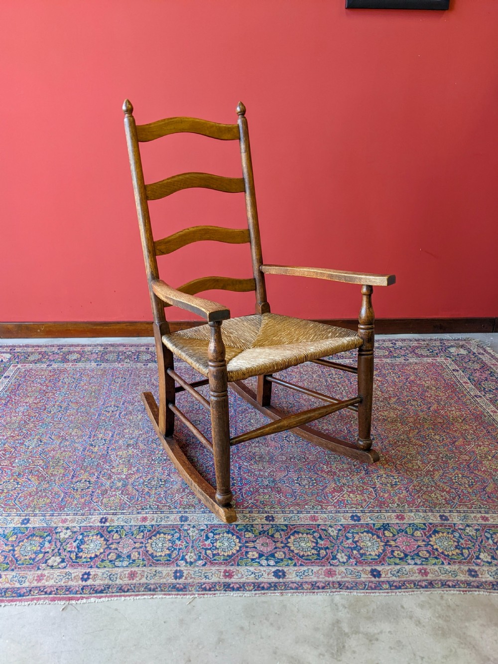 Antique Edwardian Oak Rocking Chair View V