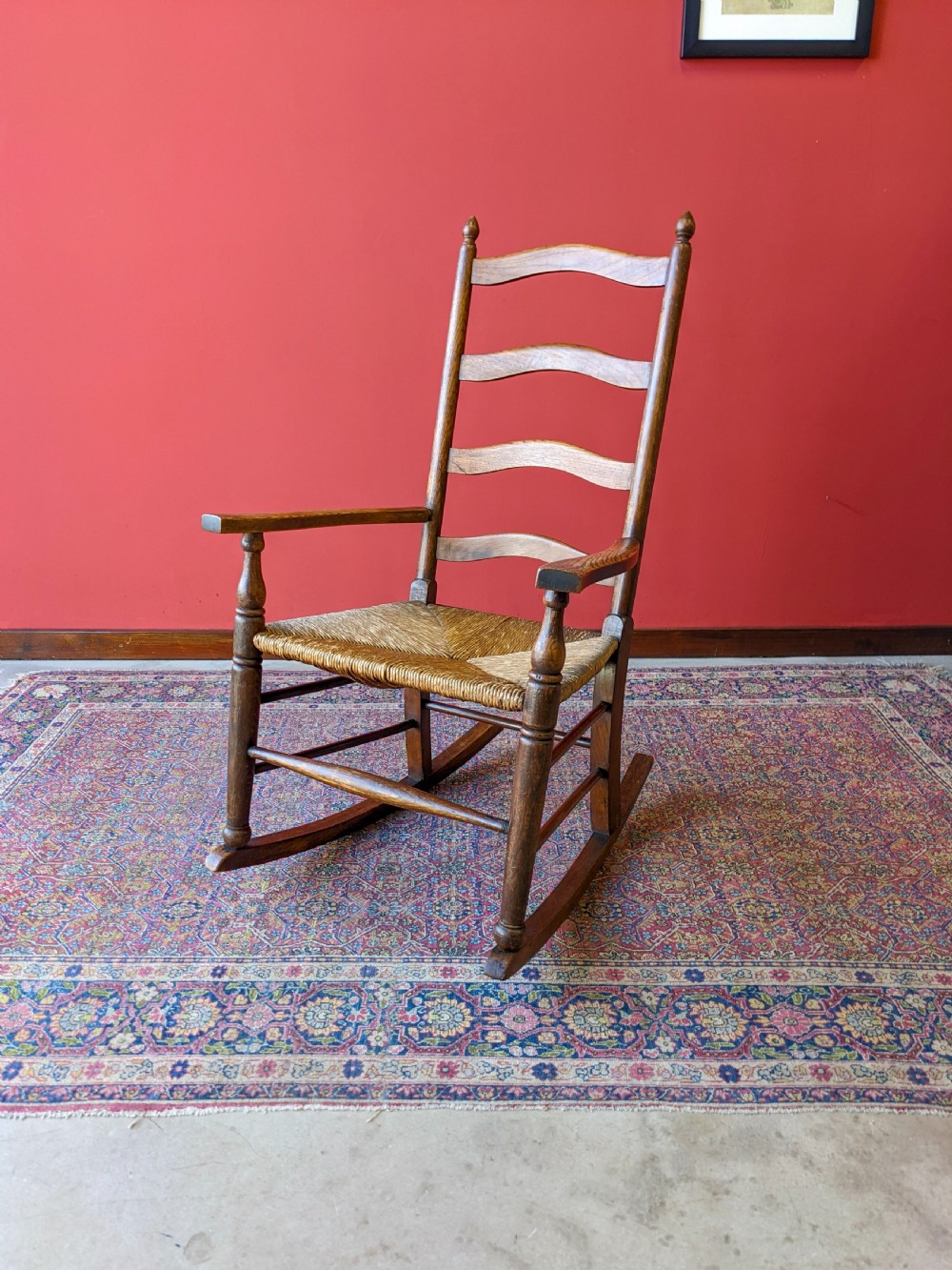Antique Edwardian Oak Rocking Chair View VI