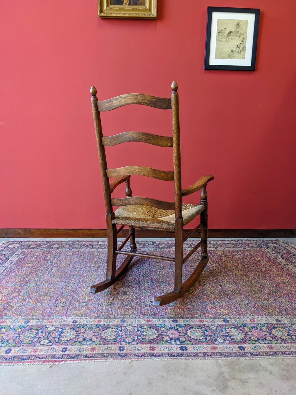 Antique Edwardian Oak Rocking Chair View VII