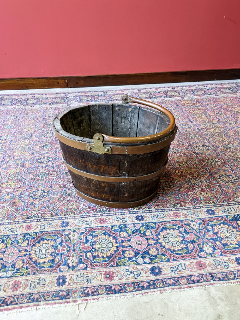 Antique Georgian Copper Bound Peat Bucket View III