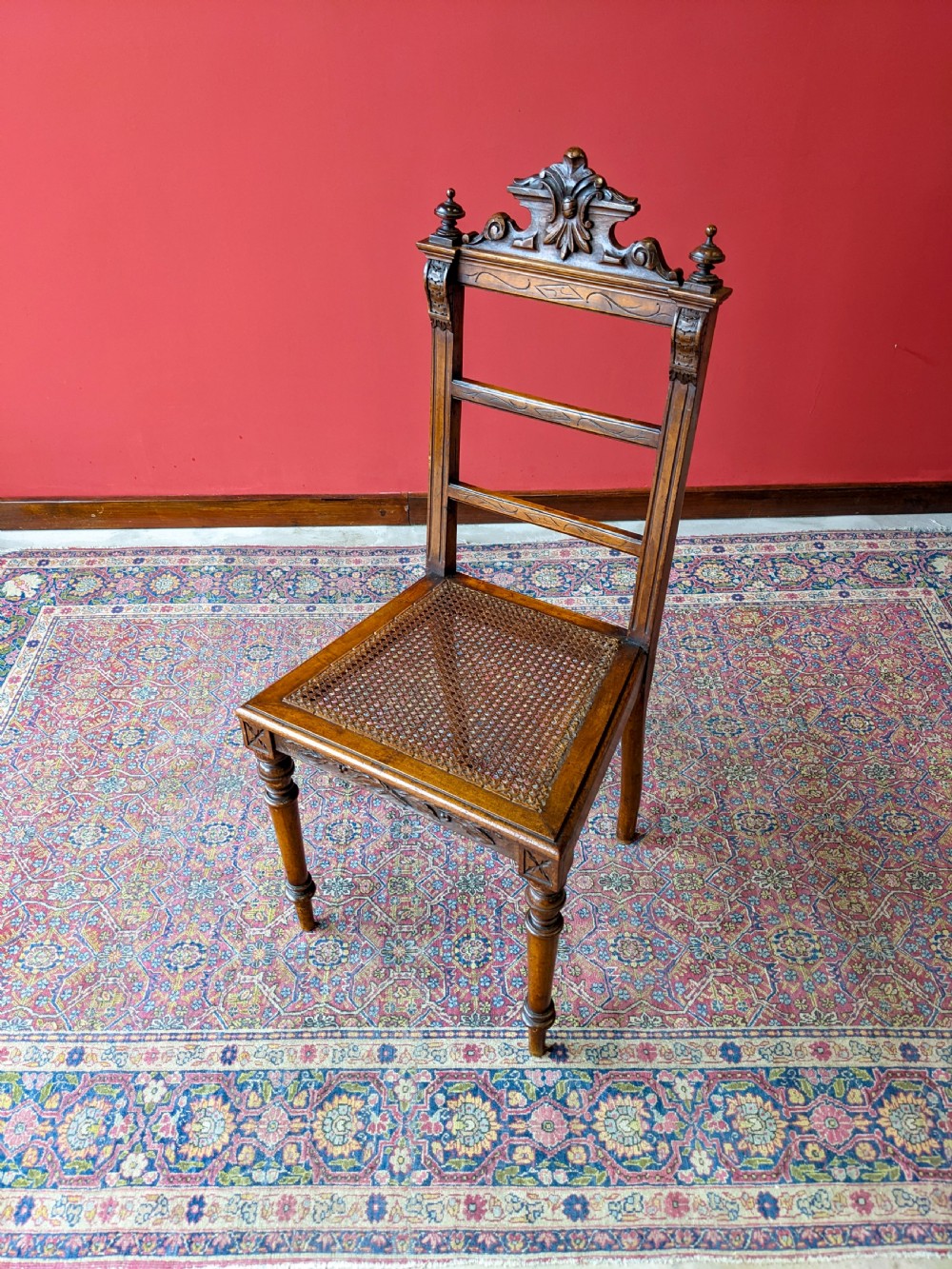 Antique Victorian Carved Mahogany Cane Seat Side Chair View III
