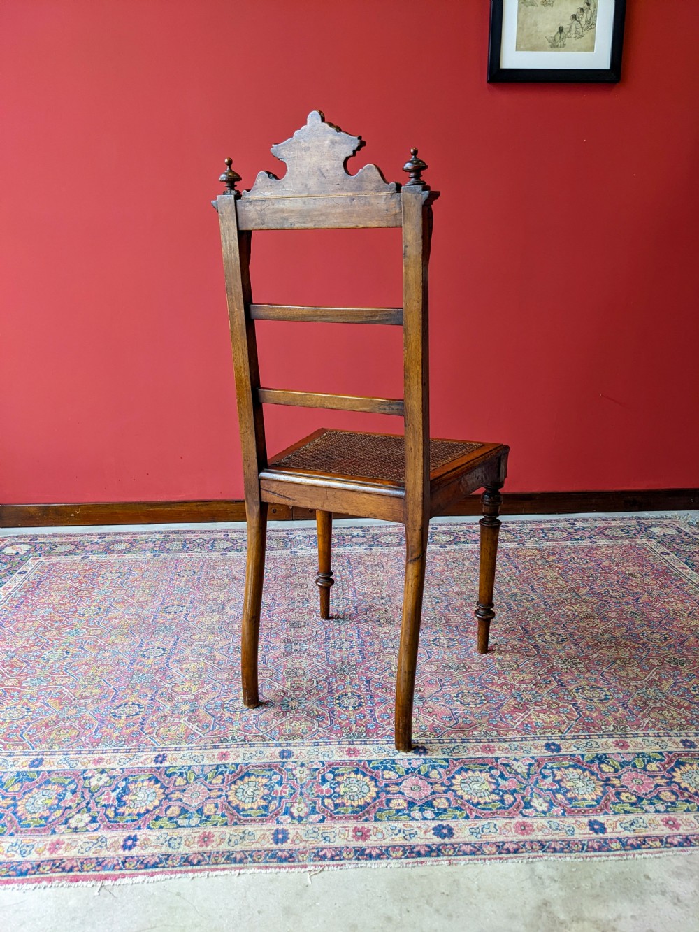 Antique Victorian Carved Mahogany Cane Seat Side Chair View VI