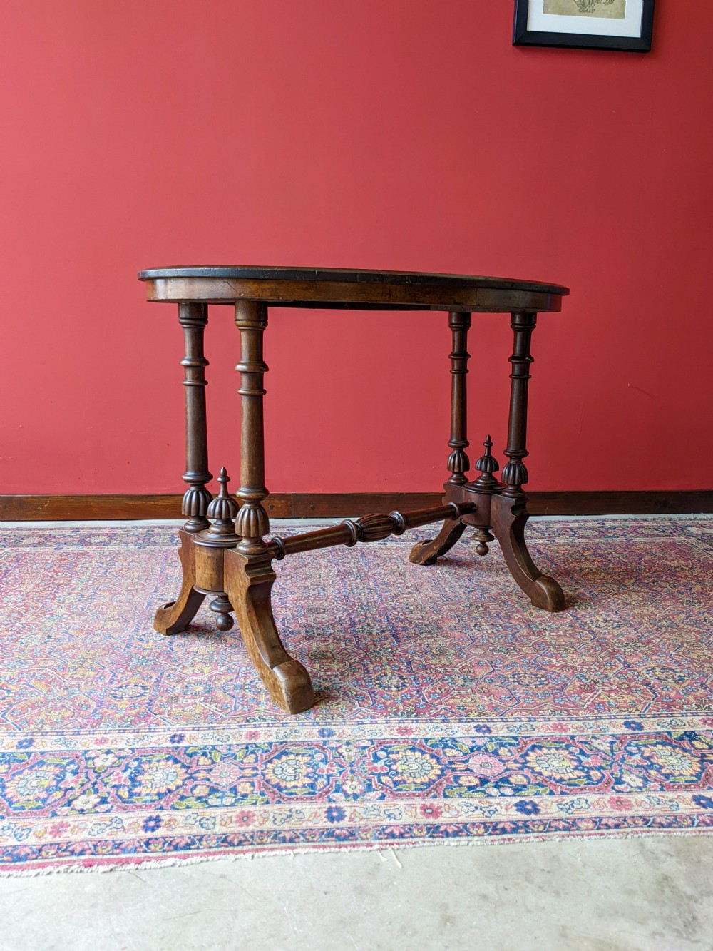 Antique Victorian Inlaid Oval Walnut Occasional Table View II