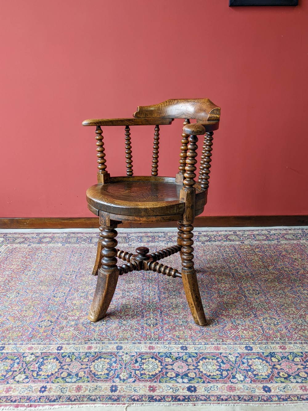 Antique 19th Century Bobbin Captains Chair / Desk Chair View II