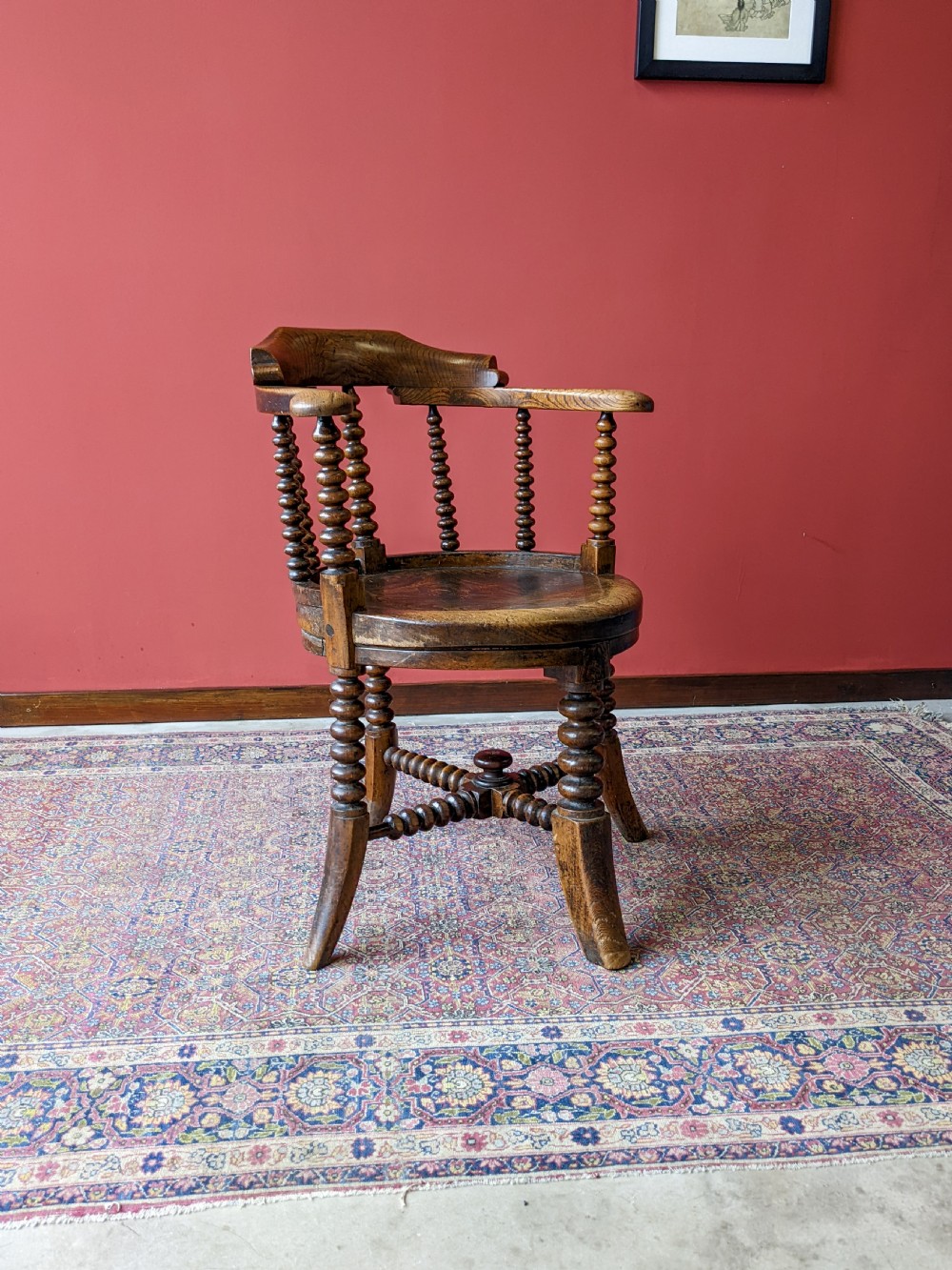 Antique 19th Century Bobbin Captains Chair / Desk Chair View III