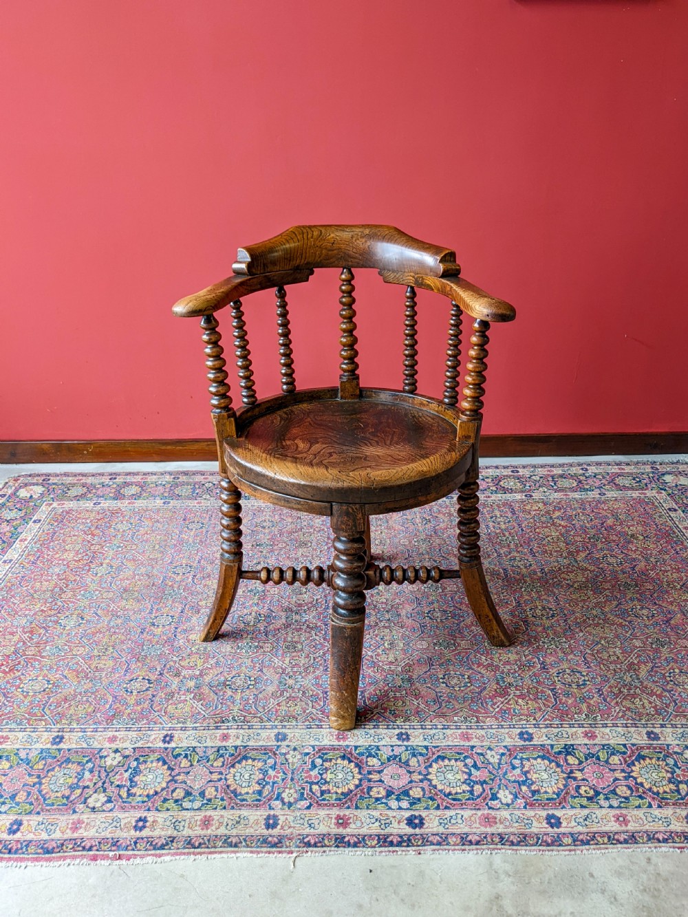 Antique 19th Century Bobbin Captains Chair / Desk Chair View IV