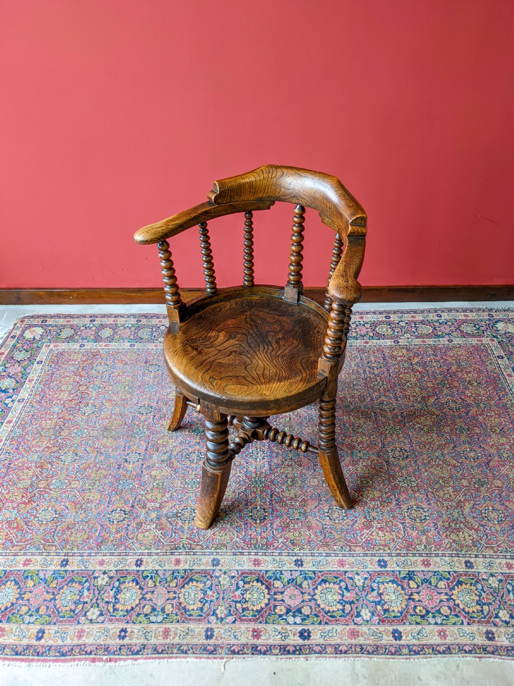 Antique 19th Century Bobbin Captains Chair / Desk Chair View V