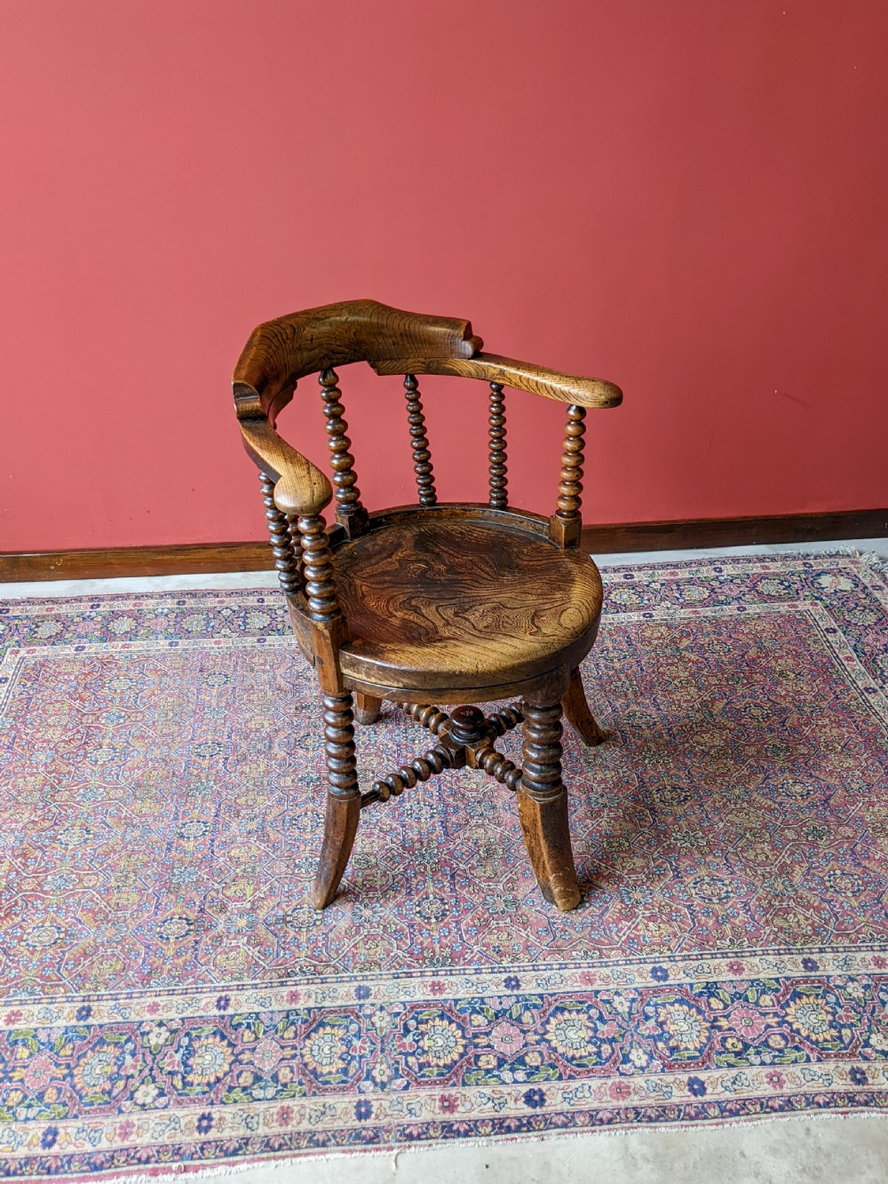 Antique 19th Century Bobbin Captains Chair / Desk Chair View VI
