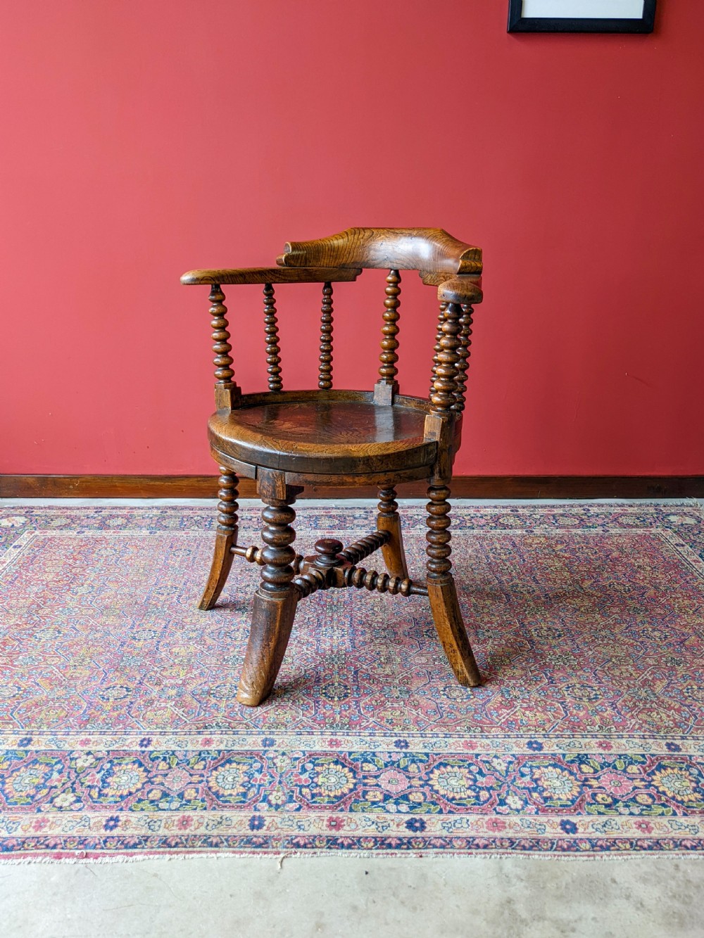 Antique 19th Century Bobbin Captains Chair / Desk Chair View VII