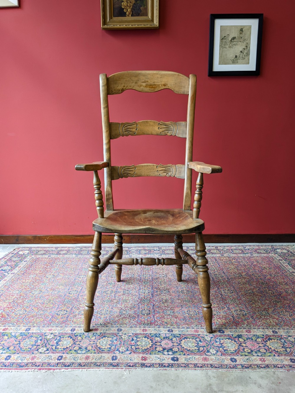 Antique 19th Century Carved Beech Windsor Chair View II