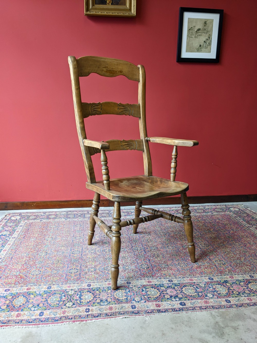 Antique 19th Century Carved Beech Windsor Chair View IV